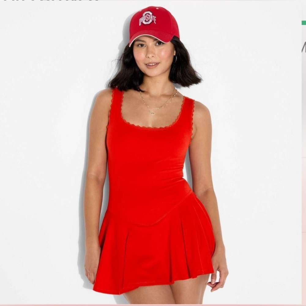 wild fable Red Scooped Neck Mini Dress